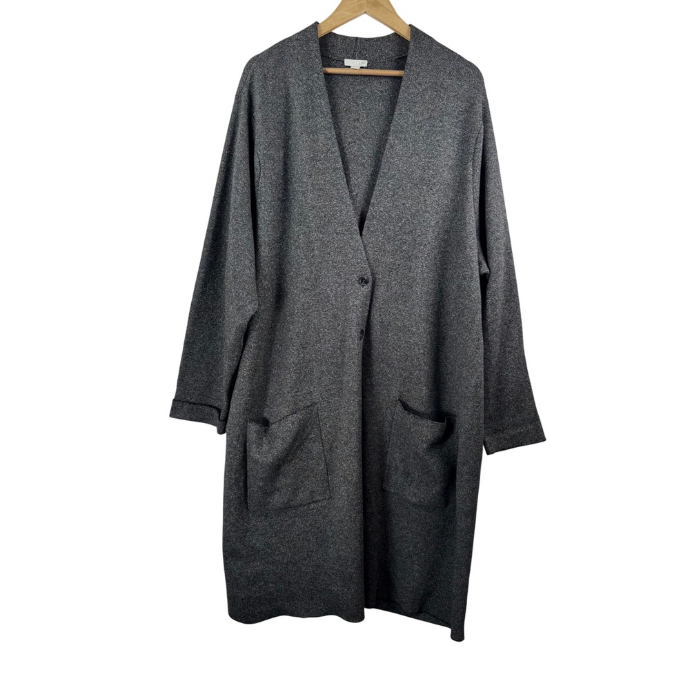 J. Jill Longline Cardigan sz 3X Grey knit Duster minimalist preppy lagen 90s